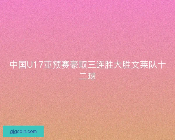 中国U17亚预赛豪取三连胜大胜文莱队十二球